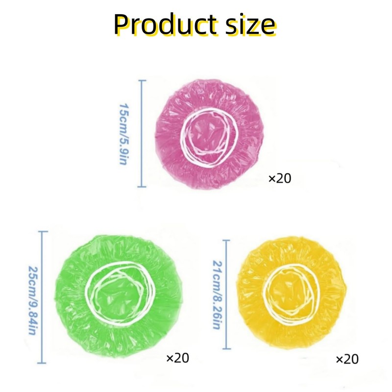 60 Pcs Reusable Food Covers, Clear Elastic Food Storage Covers