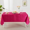 HommxJF Wave Scroll Damask Jacquard Rectangle Hot Pink Tablecloth 60"x84"，Wipeable