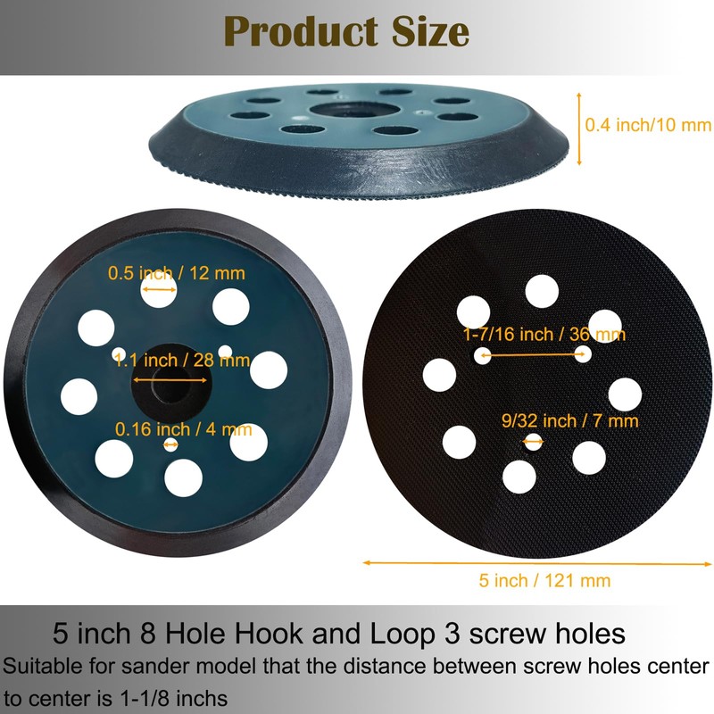 5 Inch 8 Hole Replacement Sander pad for Porter Cable