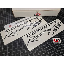 Corvette Racing Decal Script Flag Sticker LS1 LS2 LS3 LS7 LSX Any Color (Matte Blackout, 3.0" x 11.5")