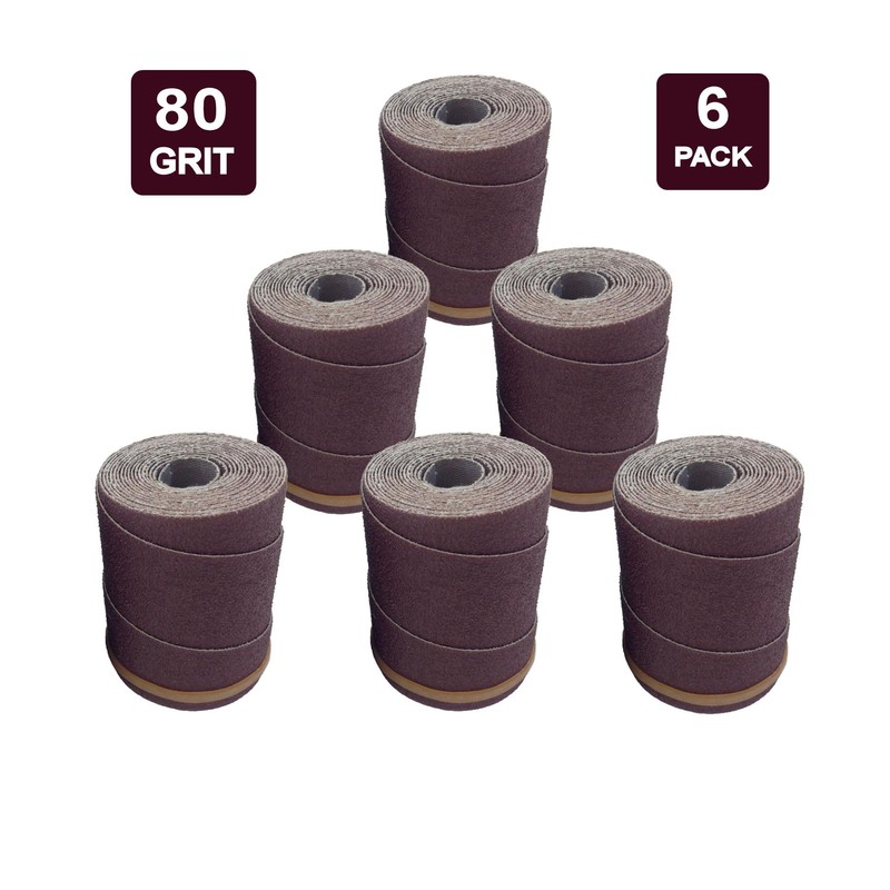 Ready-to-Wrap Sandpaper Rolls | 80 Grit | 6 Pack |