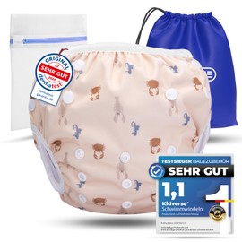 KIDVERSE Baby Swim Nappy, 0-3 Years, Skin-Friendly Swim Nappies, Reusable & Absorbent, Baby Swim Nappy Including Carry Bag & Laundry Net, Size Adjustable Swim Nappies Baby