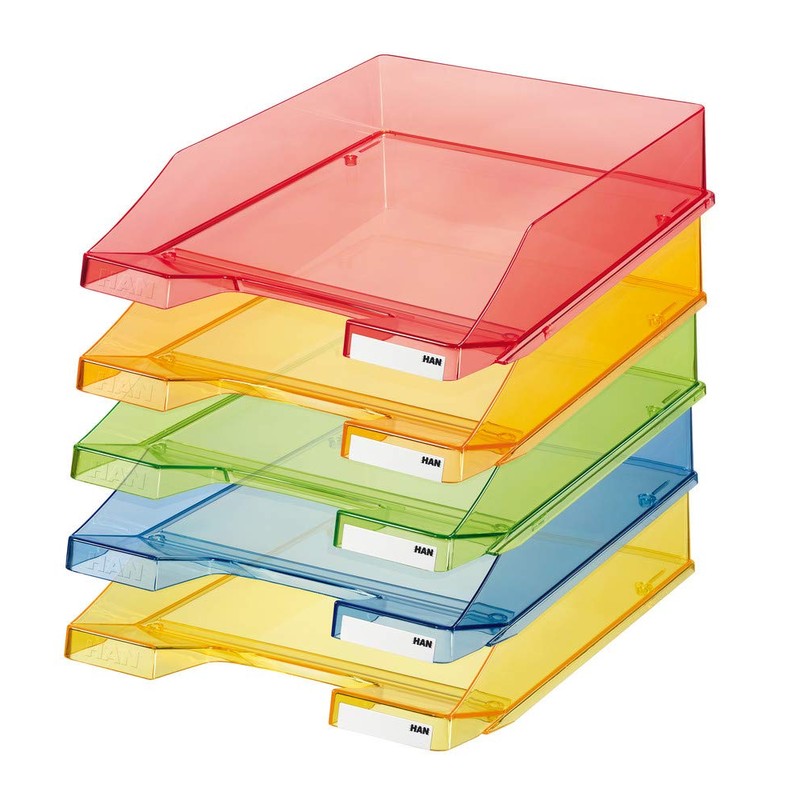 HAN Briefablage KLASSIK, DIN A4/C4, stapelbar, stabil, transparent-grün, 1026-X-27, 5
