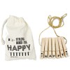 オシャレな イラスト入りの ウッドピンチ 7個セット (紐付き) HAPPY