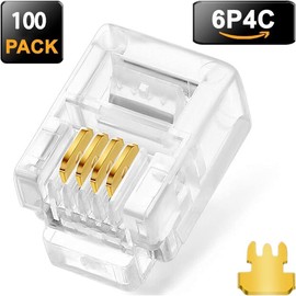100pcs Modular Plug Modular Cable RJ11 Plug Connector RJ11 Modular Connector Modular Connector for Telephone Cable