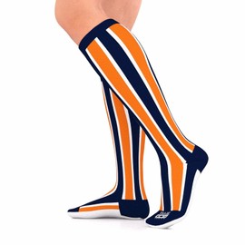 I'M OUTTA HERE I-OH LARGE Blue & Orange Compression 15-20 mmHg Socks for Sports, Medical, Walking, Running Men Women Teens Adult