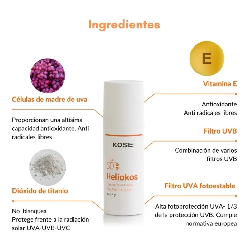 Heliokos Protector Solar Facial Antiedad Fps50+, Kosei Crema
