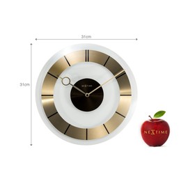 NeXtime 2790GO Retro Gold Glass Clock, 31.0 x 31.0 x 3.6 cm