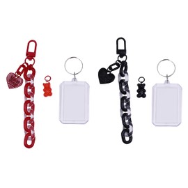 JUMISEE 2 PCS Clear Acrylic Kpop Photocard Holder with Keychain, Mini Film Picture Frame Card Holder Protector