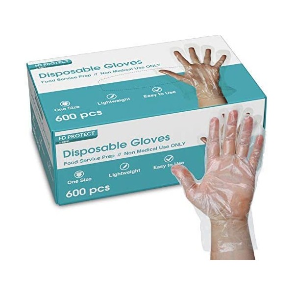 600 Pack Plastic Gloves - Best Value Cooking Gloves Disposable Food Safe. Bulk Food Safe Gloves - Transparent Food Grade Gloves & Gloves for Cooking. One Size Fits Most Guantes Desechables.