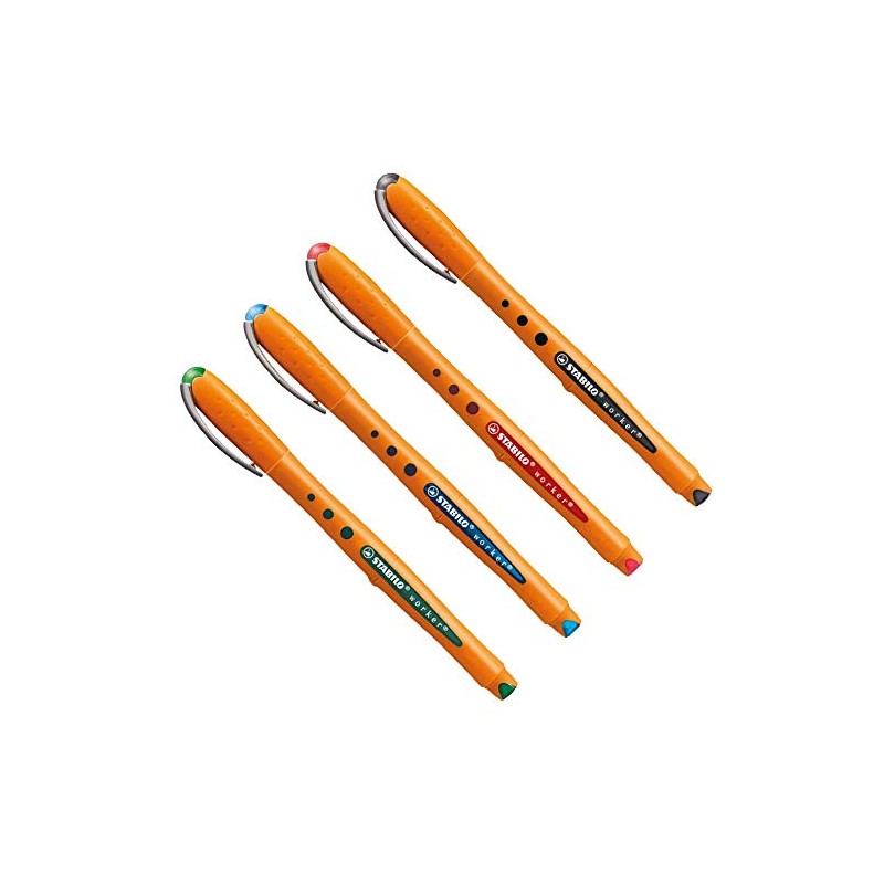 STABILO BIONIC WORKER ROLLERBALL PENS 0.5MM BLACK (PACK OF 3)