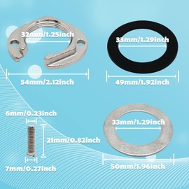 2sets 32mm(1-1/4inch) 304 Stainless Steel C-Type Faucet Lock Nut,Single Hole Faucet Lock Nuts,Faucet Fixing Tool Set For Kitchen Bathroom Basin Sink(Silver)