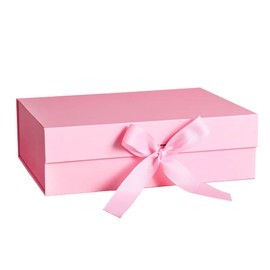 Pink Magnetic Gift Boxes with Lid, 265 x 190 x 80 mm Large Gift Boxes for Gifts, Luxury Box Made of Foldable Cardboard with Magnetic Closure (Pack of 1)