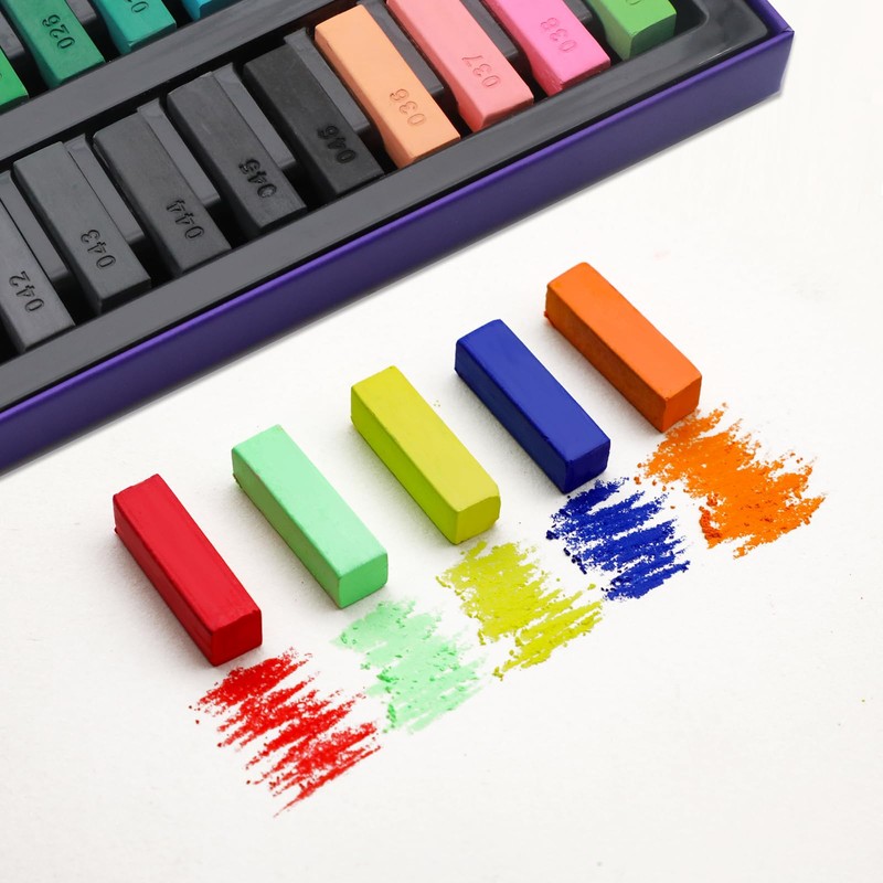 Artecho 50pcs Soft Pastels, 48 Colors Including 4 Fluorescent Colors,