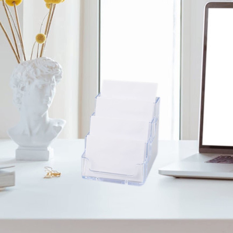 AMANDELIZABE 2 Pack Clear Acrylic Business Card Holder with 4