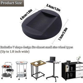 4 PCS Furniture Caster Cups, Anti-Sliding Bed Wheel Stoppers, Furniture Stopper Office Chair Wheel Stoppers, Rubber Castor Cups for Wooden Floor Bed Sofa Chair Leg(Black)