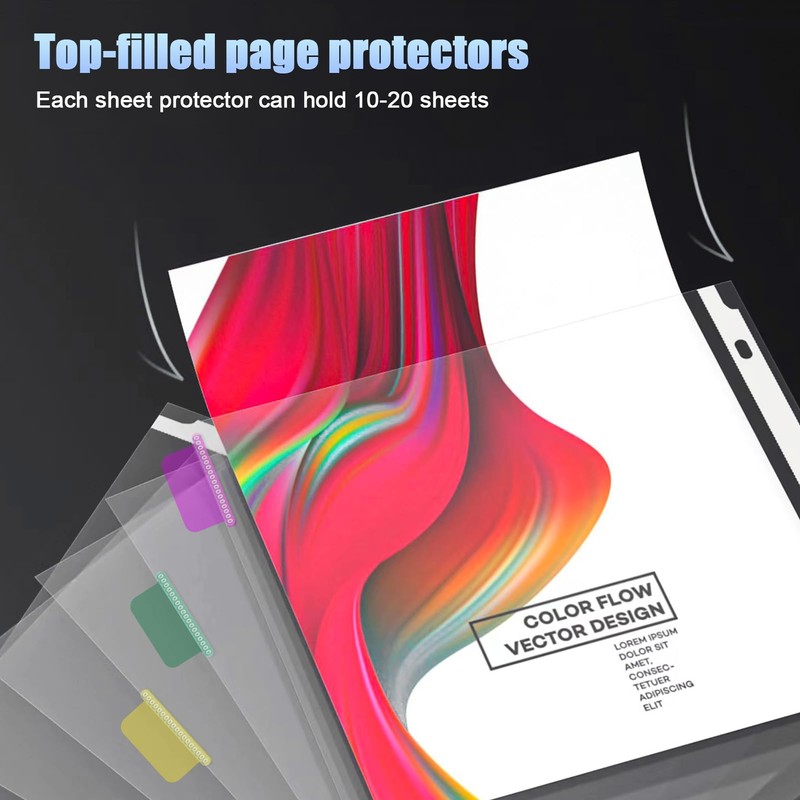 HABGP 24Pcs/3 Set Clear Sheet Protectors for 3 Ring Binder