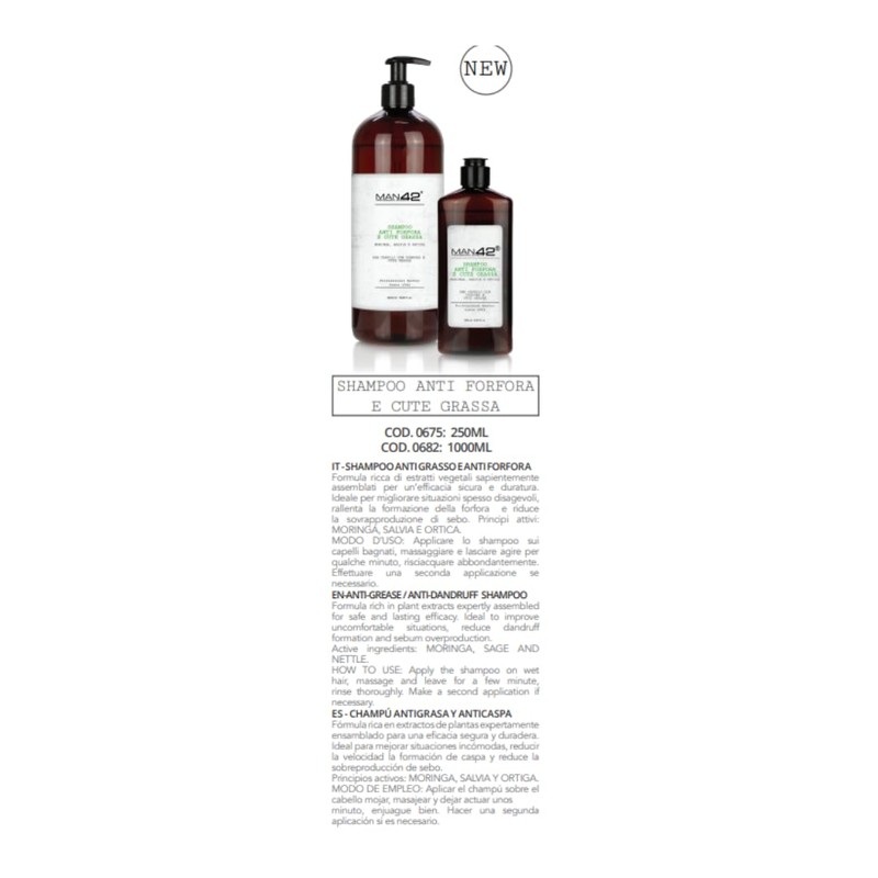Man 42 Anti-Dandruff Shampoo for Hair with Dandruff and Oily
