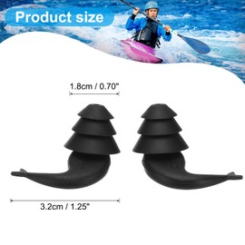PATIKIL Ear Plugs for Swimming,1 Pairs Waterproof Soft Silicone Curved Swim Earplugs for Adults,Water Sports Earplugs for Bathing, Surfing,Swimming, Black