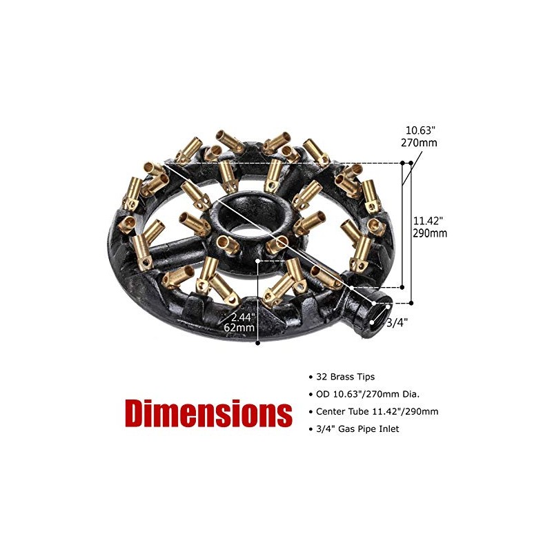 DuraSteel Propane Gas Jet Burner For Chinese Wok Range, Grilling,