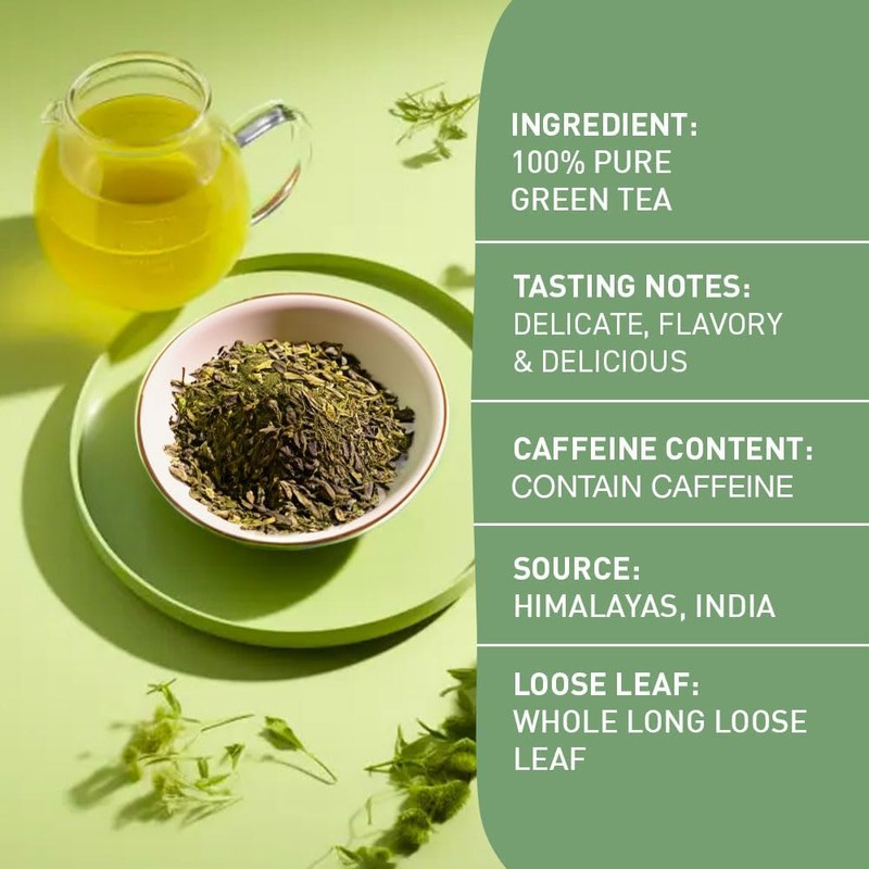 HANDPICK, Green Tea Loose Leaf (255g/9oz) 127 Cups | Non-GMO,