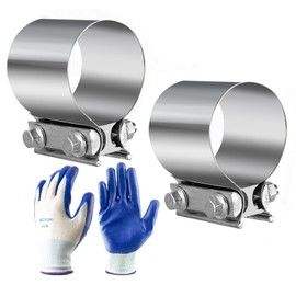 3 Inch Exhaust Clamp Butt Joint Band Clamp Muffler Clamp Sleeve Coupler Stainless Steel 2pcs for Muffler Exhaust Pipe Elbow and Exhaust Tubing Connection