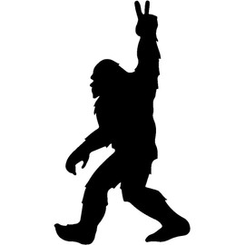 Bigfoot Peace Sign Hand (Facing Left) Sasquatch Peace Symbol Vinyl Cutout Sticker Rub On Decal 2.5-by-4.5 Inches (red)