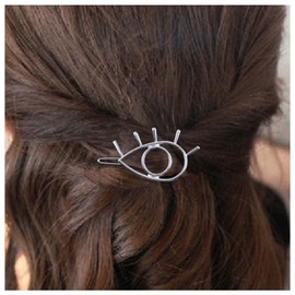 Dervivea Boho Evil Eye Hairclip Barrette Hollow Eye Side Clip Hairpin Silver Eye Hair Clips Pin Metal Evil Eye Hairclips Decorative Hair Accessories for Women and Girls Headdress
