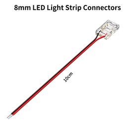 Clearhill 8mm 2Pin 20Pcs COB LED Strip Connectors,Solderless Strip to Wire Connectors + 10cm Cable-Gapless Connection for 8mm Single Color COB LED Strips