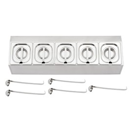 Spice Rack, Countertop Stainless Steel Organizer Stand Shelf with 5 Pans, Large Storage Capacity Inclined Holder w/ Practical Lid, Portable Spice Rack Shelf for Organizing Sauces, Coffee Beans