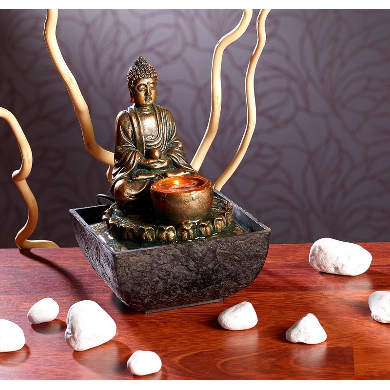 infactory Indoor Fountain with Buddha and Light
