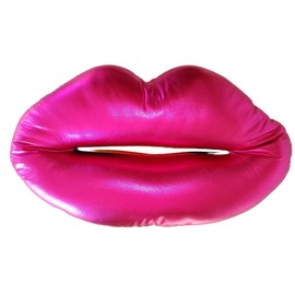 iscream Giant Kiss 4 U 29.5" x 23" Rainbow Lips Shaped Microbead Accent Pillow