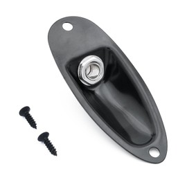 Xuxing Guitar Input Jack Socket Plate Output Loaded Boat Style 1/4 Inch with Screws for Fender Stratocaster Strat St Mono Electric Guitar for Electric Guitar Replacement Parts (Black, Boat Type)