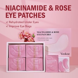 Yeokoe Under Eye Patches for Dark Circles,Puffy Eyes,20 Pairs Face Masks SkinCare With Niacinamide and Rose for Rehydrated