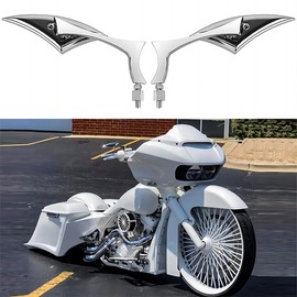 DREAMIZER 8mm/10mm Chrome Motorcycle Universal Blade Rear View Side Mirrors Compatible for Harley Street Bike Scooter Chopper Cruiser Sportster Dyna Softail Dirt Bike