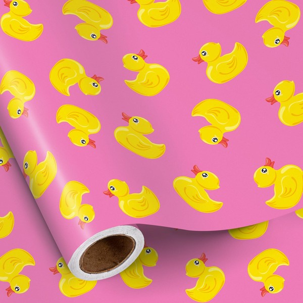 RUSPEPA Duck Wrapping Paper Roll for Kids, Mini Roll, Yellow
