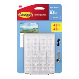 Command Mini Wall Hooks, Clear (48 Hooks + 48 Command Strips)