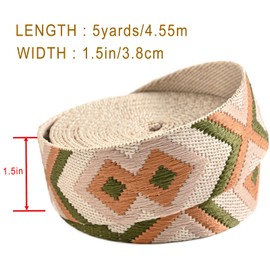 Cotton Webbing 1.5 Inch 2 Inch - Heavy Webbing Strap for Bags, Arts and Crafts, High Density Webbing Jacquard Embroidery Style