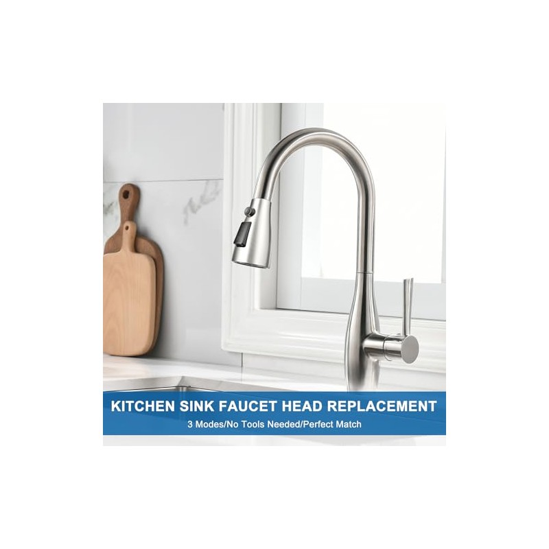 Kitchen Faucet Head Replacement, Premium 3 Function Pull Down Spray