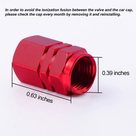 EBOOT 8 Pcs Red Tire Stem Valve Caps Wheel Valve Covers Universal Car Dustproof Aluminum Tire Caps Hexagon Shape for Cars Truck Motorcycle SUV Bike