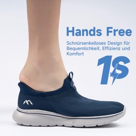 ODCKOI Men's Slip-On Trainers - Lightweight Breathable Men's Sports Shoes Without Laces Lightweight Trainers Slip In Shoes Mesh Casual Comfortable Slip-On Shoes, 1045 Navy Blue, 42 EU