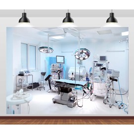 Loccor 5x3ft Fabric Hospital Operating Room Backdrop Modern Hospital Medical Equipment Surgery Anesthesia Bed Photography Background for Doctor Nurse Portrait Photo Studio Props