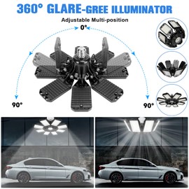 Aoretic LED Garage Lights Bulb 8 Panels 2 Pack -200W, 20000LM 6500K Led Shop Light with 8 Deformable Panels, Basement Barn Light Garage Ceiling Lights