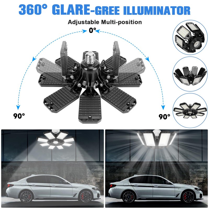 Aoretic LED Garage Lights Bulb 8 Panels 2 Pack -200W,