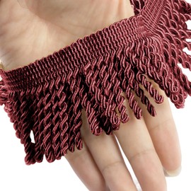 11 Yards Bullion Fringe Trim,Tassel for Craft,Fabric Trim Lace Trim Upholstery Trim Ribbon Decorative Trim for Sewing Curtain Couch Pillow Cushion Shawl Dress Costume Embellishment (Burgundy)