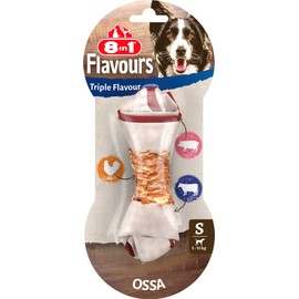 8in1 Triple Flavour Bone S - Delizioso osso per cani con filetto di pollo, pelle di maiale e manzo, 1 pezzo