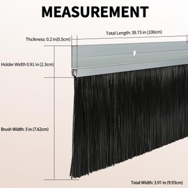 Retsun 5 Sets x 39.37 Inche Net Hair 3 Inches Wide Door Brush Sweeps Seal Garage Roll Up Door Brush Durable Easy Mounting (3 Inches Hair, 5 Sets)