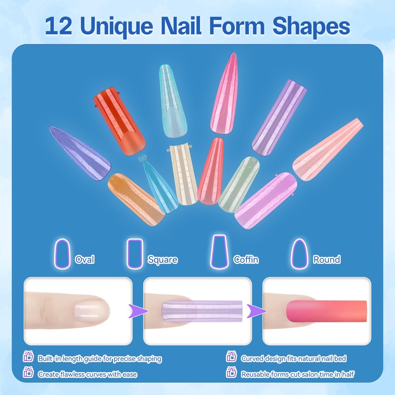 AMiLHiTon 288 formas de uñas dobles para gel constructor y