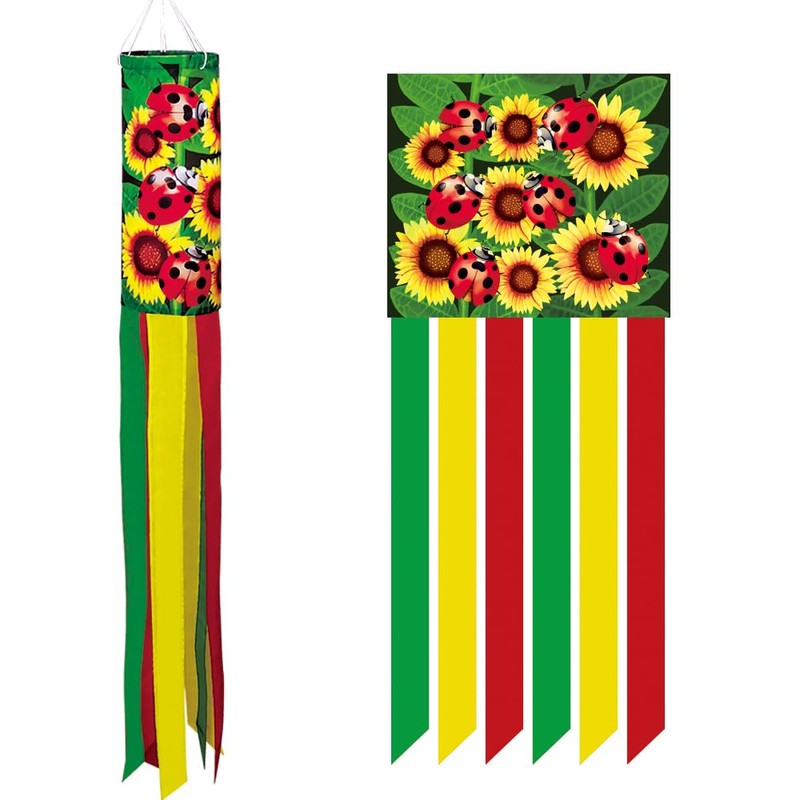 Dusnodu Ladybug Windsock Flag 40 Inch Durable Outdoor Hanging Decoration
