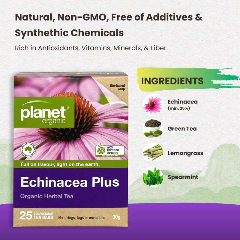 Planet Organic Echinacea with Green 25 Tea Bags